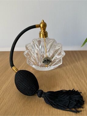 Vintage Gregor Bavaria Lead Crystal Atomizer Black Bulb Art Deco